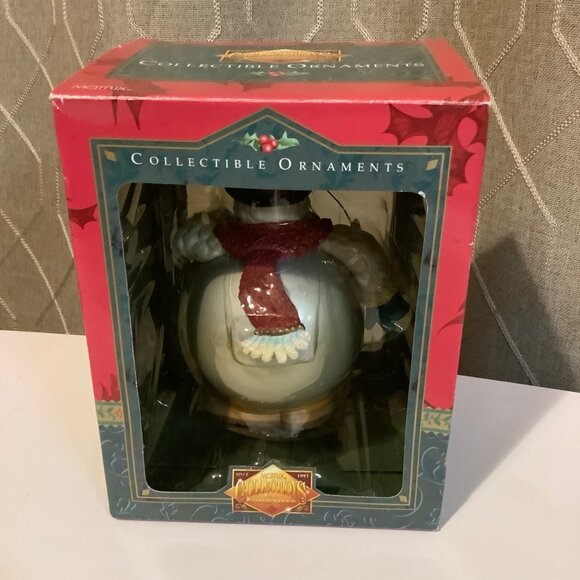 Vtg 1998 Collectible Matrix Snowman Christmas Ornament With Wreath & Top Hat 6” - Picture 5 of 7